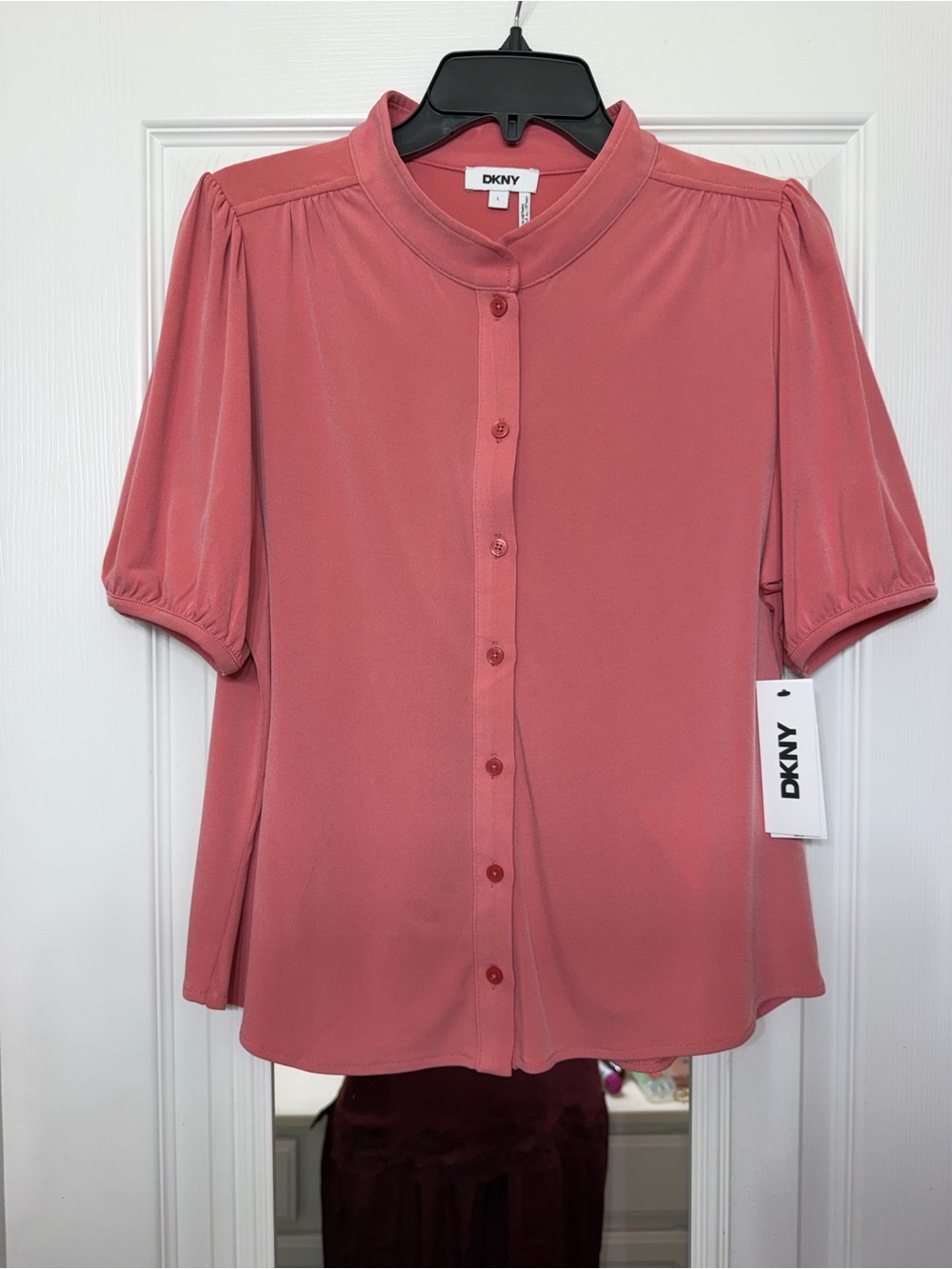 DKNY Women's Dusty Rose Button-Front Blouse NWT